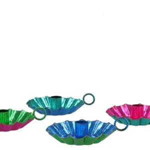 Metallic bloem kaarskandelaar - L