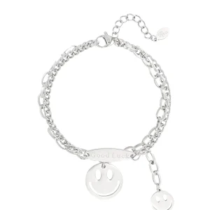 Good luck smiley armband - zilver