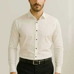 Strijkvrij stretch overhemd voor heren met moderne pasvorm – VESTARO