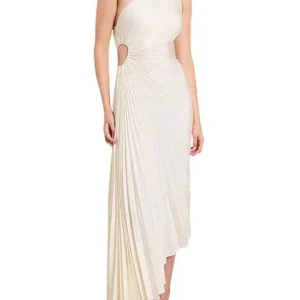 SELENA - Damesjurk met één schouder en elegante plooien