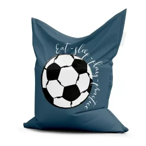 Zitzak met voetbal print in blauw en zwart wit